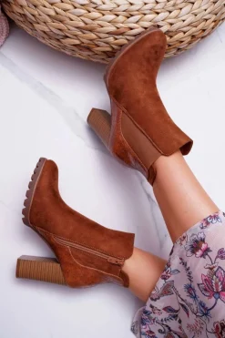 Boto Botki Damskie Na Obcasie Camel Mondego