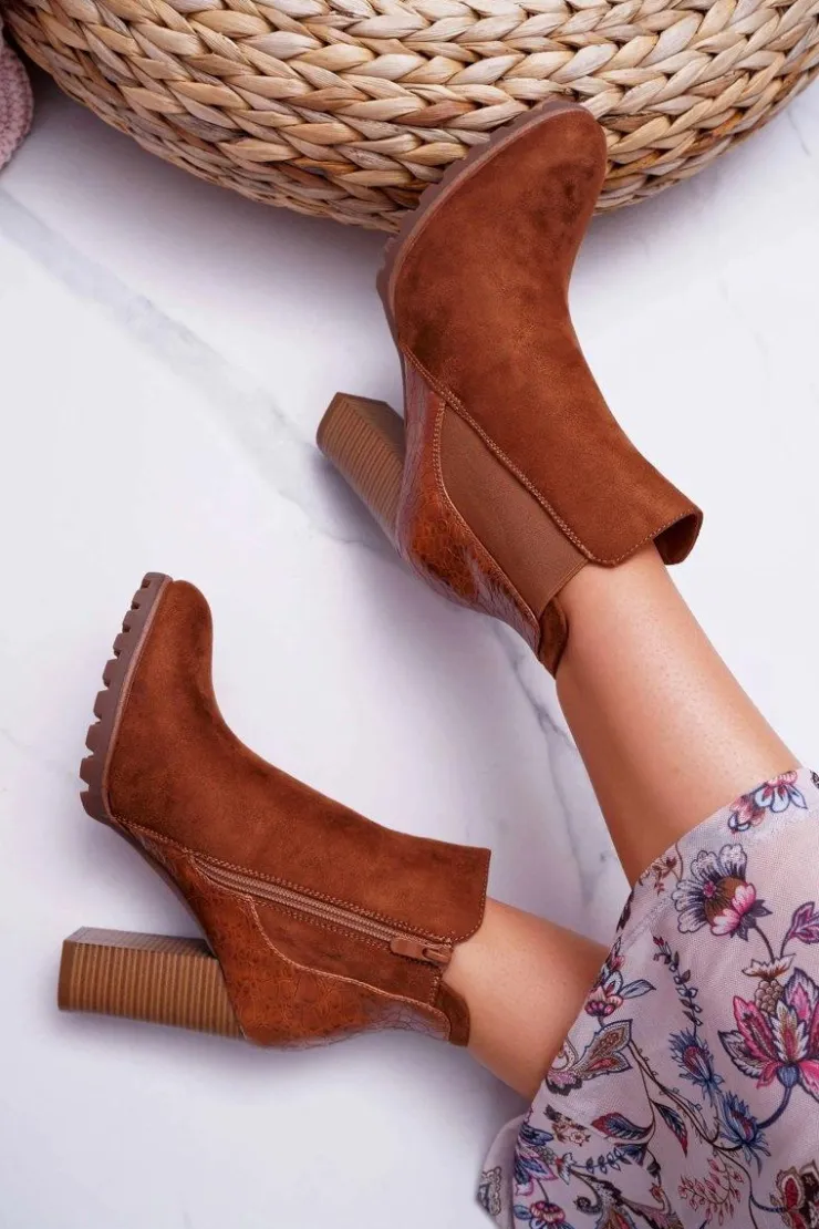 Boto Botki Damskie Na Obcasie Camel Mondego