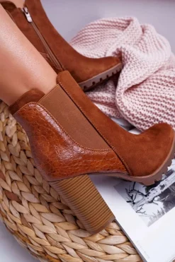 Boto Botki Damskie Na Obcasie Camel Mondego