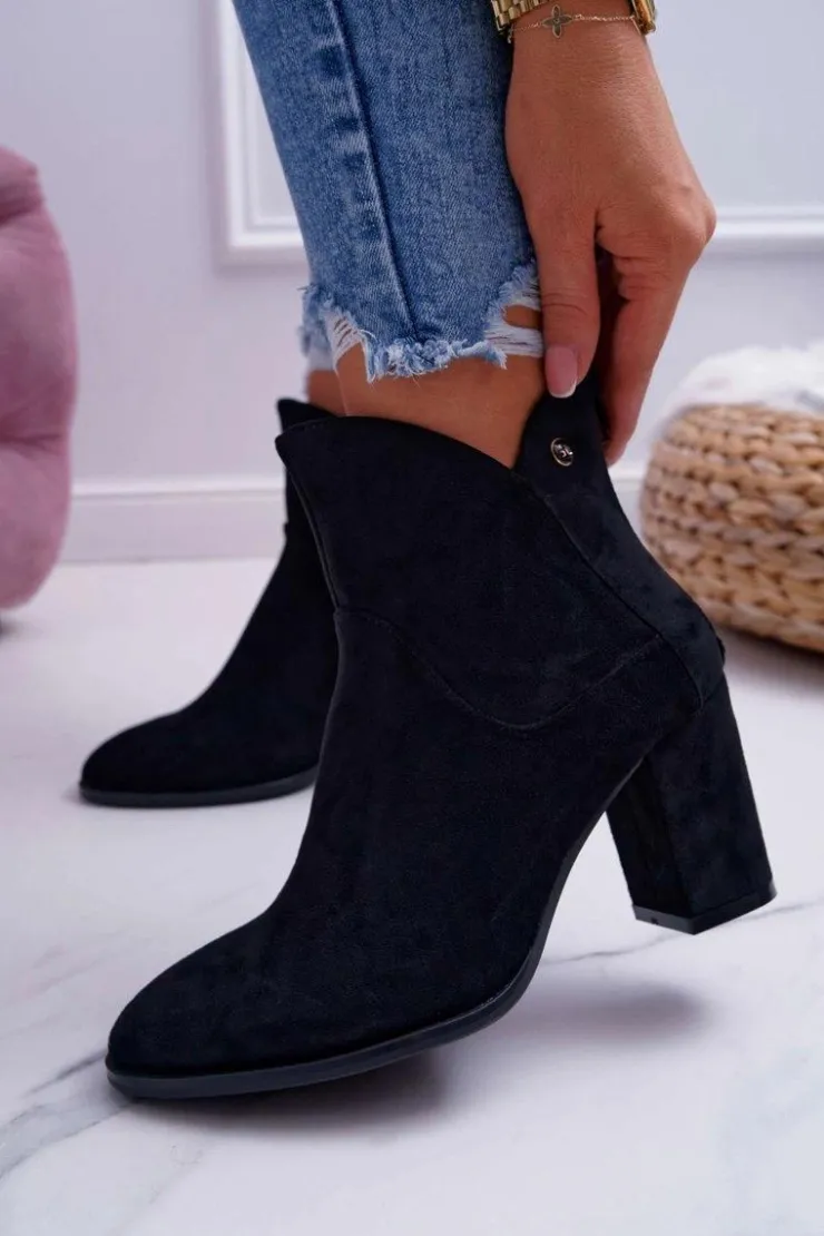 Best Buty Sergio Leone Botki Damskie Na Obcasie Sergio Leone Czarne BT525