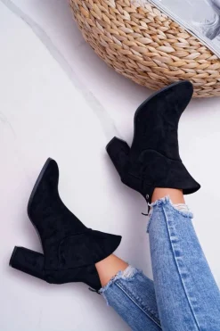 Best Buty Sergio Leone Botki Damskie Na Obcasie Sergio Leone Czarne BT525