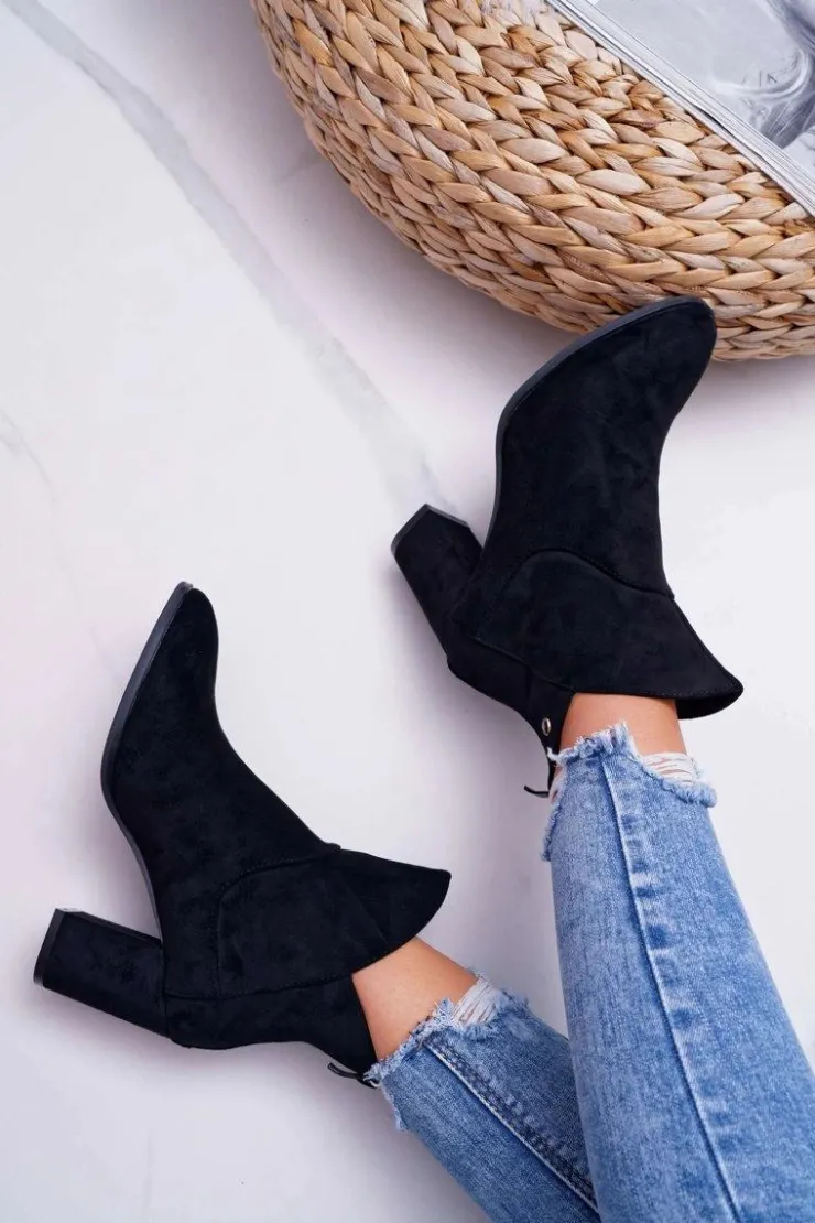 Best Buty Sergio Leone Botki Damskie Na Obcasie Sergio Leone Czarne BT525