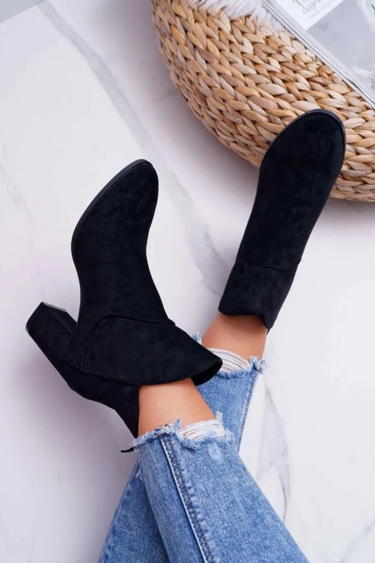 Best Buty Sergio Leone Botki Damskie Na Obcasie Sergio Leone Czarne BT525