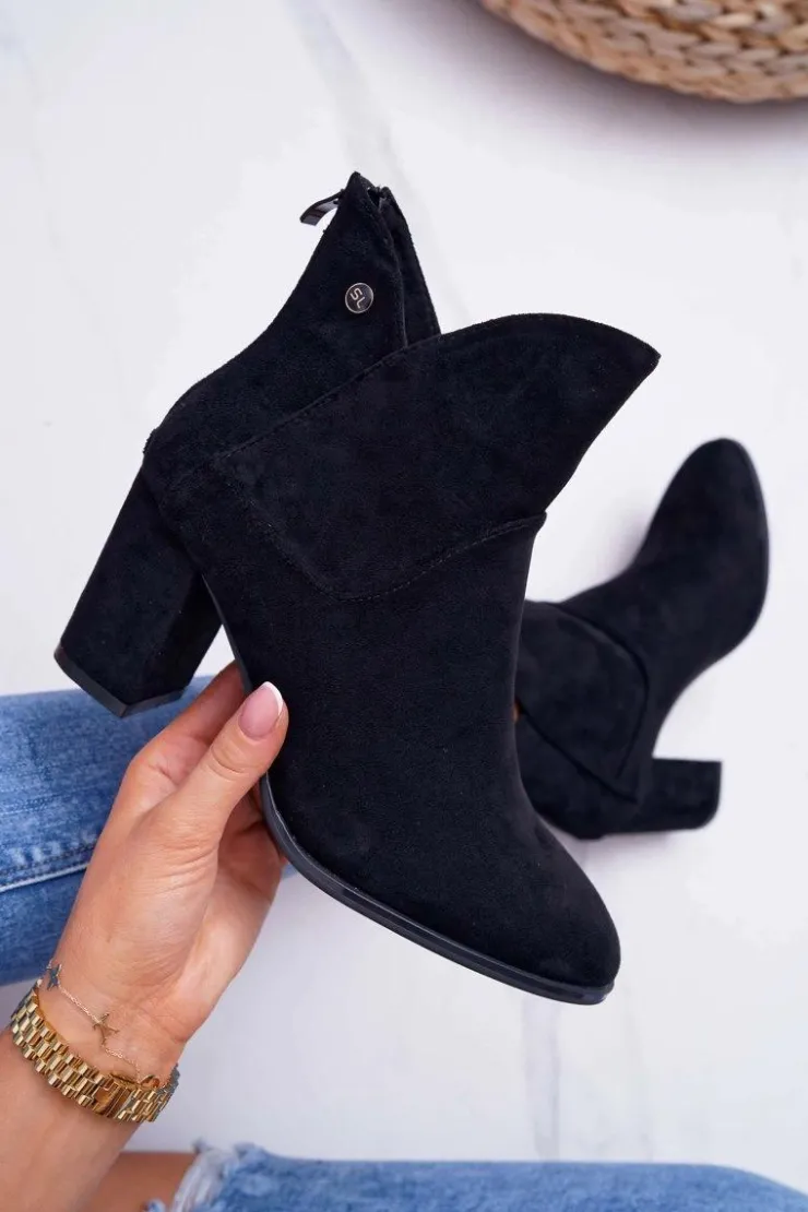 Best Buty Sergio Leone Botki Damskie Na Obcasie Sergio Leone Czarne BT525