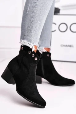 Buty Sergio Leone Czarne Botki|Botki Na Obcasie*Botki Damskie Na Obcasie Sergio Leone Czarne BT617