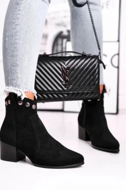 Buty Sergio Leone Czarne Botki|Botki Na Obcasie*Botki Damskie Na Obcasie Sergio Leone Czarne BT617