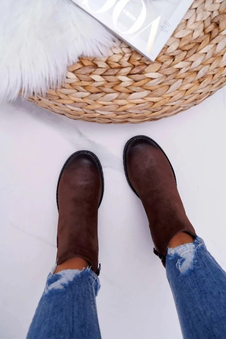 Online Buty Sergio Leone Botki Damskie Na Obcasie Sergio Leone Brązowe BT702