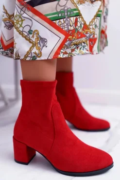 Buty Sergio Leone Botki Wiosenne|Botki Na Słupku*Botki Damskie Na Obcasie Wiosenne Sergio Leone Wsuwane Czerwone LikeStar