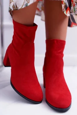 Buty Sergio Leone Botki Wiosenne|Botki Na Słupku*Botki Damskie Na Obcasie Wiosenne Sergio Leone Wsuwane Czerwone LikeStar