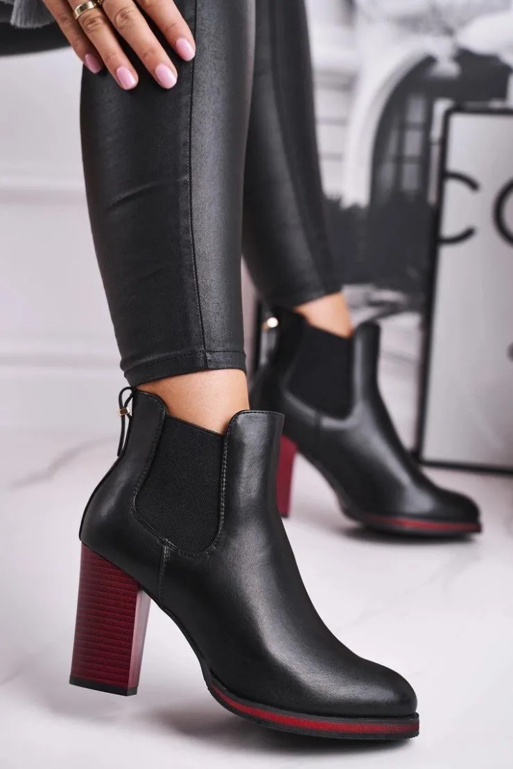 New Buty Sergio Leone Botki Damskie Na Obcasie Sergio Leone Czarne BT538