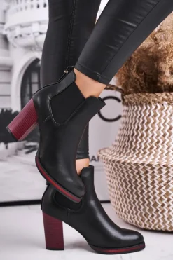 New Buty Sergio Leone Botki Damskie Na Obcasie Sergio Leone Czarne BT538