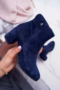 Buty Sergio Leone Botki Na Słupku|Botki Zimowe Damskie*Botki Damskie Na Obcasie Sergio Leone Granatowe BT520