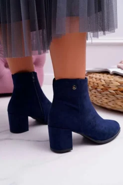 Buty Sergio Leone Botki Na Słupku|Botki Zimowe Damskie*Botki Damskie Na Obcasie Sergio Leone Granatowe BT520