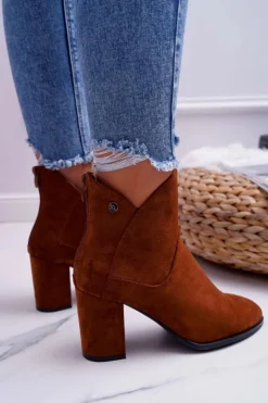 Damskie Buty Sergio Leone Botki Damskie Na Obcasie Sergio Leone Camel BT525