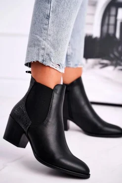 Sale Buty Sergio Leone Botki Damskie Na Obcasie Sergio Leone Czarne BT613