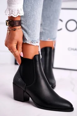 Sale Buty Sergio Leone Botki Damskie Na Obcasie Sergio Leone Czarne BT613