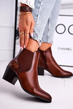 Buty Sergio Leone Botki Na Słupku|Czarne Botki*Botki Damskie Na Obcasie Sergio Leone Brązowe BT613