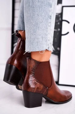 Buty Sergio Leone Botki Na Słupku|Czarne Botki*Botki Damskie Na Obcasie Sergio Leone Brązowe BT613