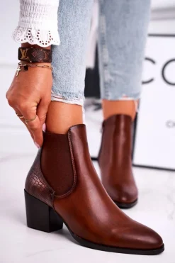 Buty Sergio Leone Botki Na Słupku|Czarne Botki*Botki Damskie Na Obcasie Sergio Leone Brązowe BT613