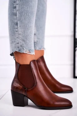 Buty Sergio Leone Botki Na Słupku|Czarne Botki*Botki Damskie Na Obcasie Sergio Leone Brązowe BT613