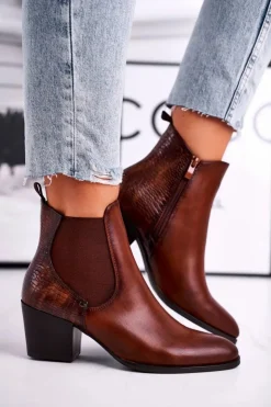 Buty Sergio Leone Botki Na Słupku|Czarne Botki*Botki Damskie Na Obcasie Sergio Leone Brązowe BT613