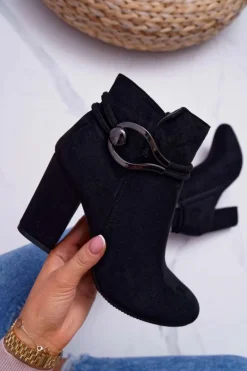 Damskie Damskie buty S.Barski Botki Damskie Na Obcasie Zamszowe Tola S.Barski