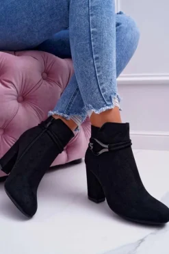 Damskie Damskie buty S.Barski Botki Damskie Na Obcasie Zamszowe Tola S.Barski