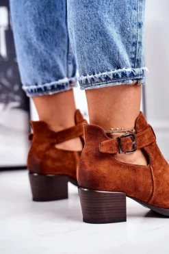 Best Buty damskie Vinceza Botki Damskie Na Obcasie Z Wycięciami Camel Sicily