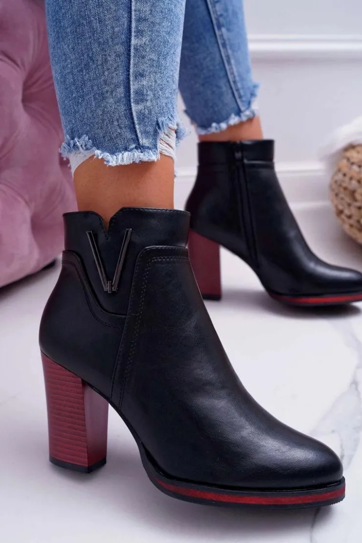 Buty Sergio Leone Botki Na Słupku|Botki Zimowe Damskie*Botki Damskie Na Obcasie Sergio Leone Czarne BT537