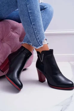 Buty Sergio Leone Botki Na Słupku|Botki Zimowe Damskie*Botki Damskie Na Obcasie Sergio Leone Czarne BT537