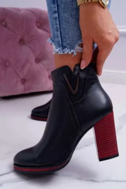 Buty Sergio Leone Botki Na Słupku|Botki Zimowe Damskie*Botki Damskie Na Obcasie Sergio Leone Czarne BT537