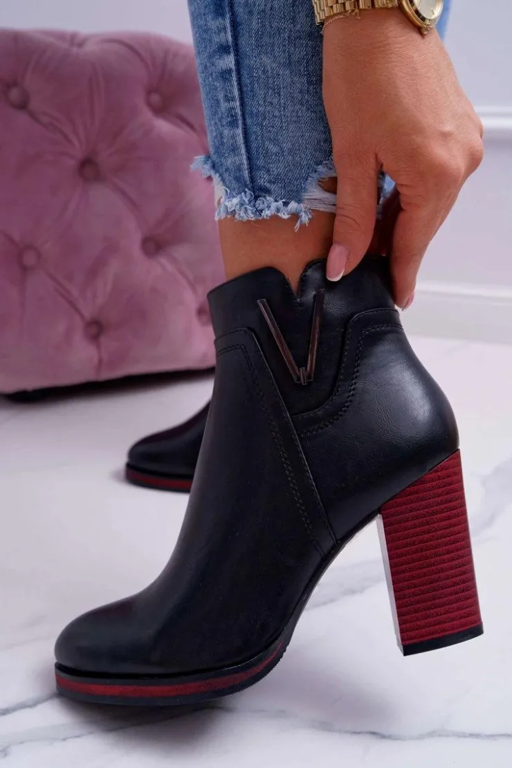 Buty Sergio Leone Botki Na Słupku|Botki Zimowe Damskie*Botki Damskie Na Obcasie Sergio Leone Czarne BT537