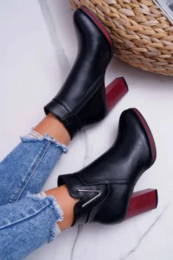 Buty Sergio Leone Botki Na Słupku|Botki Zimowe Damskie*Botki Damskie Na Obcasie Sergio Leone Czarne BT537