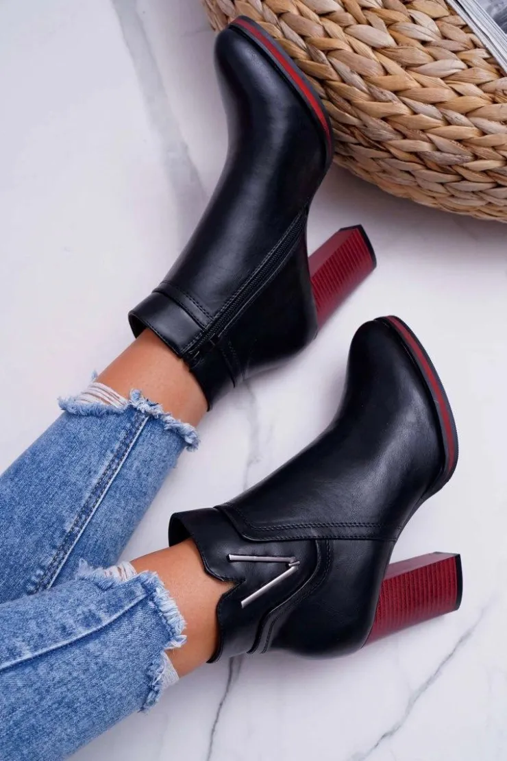 Buty Sergio Leone Botki Na Słupku|Botki Zimowe Damskie*Botki Damskie Na Obcasie Sergio Leone Czarne BT537