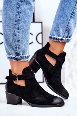 Damskie Buty damskie Vinceza Botki Damskie Na Obcasie Z Wycięciami Czarne Sicily