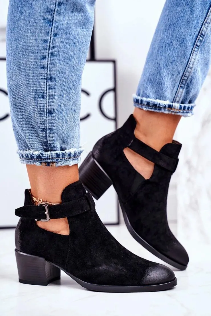 Damskie Buty damskie Vinceza Botki Damskie Na Obcasie Z Wycięciami Czarne Sicily