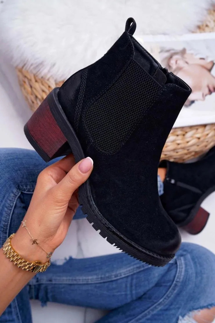 Damskie Buty Sergio Leone Botki Damskie Na Obcasie Sergio Leone Czarne BT702