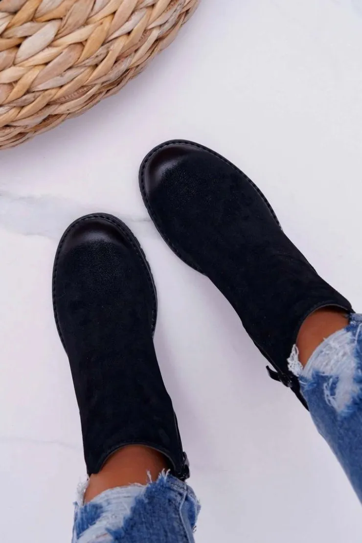 Damskie Buty Sergio Leone Botki Damskie Na Obcasie Sergio Leone Czarne BT702