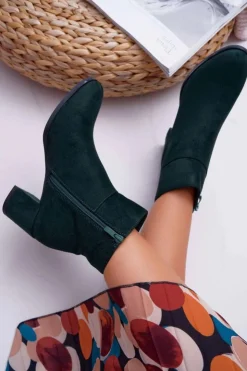 Buty Sergio Leone Botki Na Słupku|Botki Zimowe Damskie*Botki Damskie Na Obcasie Sergio Leone Zielone BT522