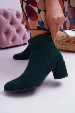 Buty Sergio Leone Botki Na Słupku|Botki Zimowe Damskie*Botki Damskie Na Obcasie Sergio Leone Zielone BT522