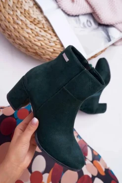 Buty Sergio Leone Botki Na Słupku|Botki Zimowe Damskie*Botki Damskie Na Obcasie Sergio Leone Zielone BT522