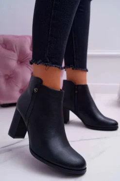 Buty Sergio Leone Botki Na Słupku|Botki Zimowe Damskie*Botki Damskie Na Obcasie Sergio Leone Czarne BT518