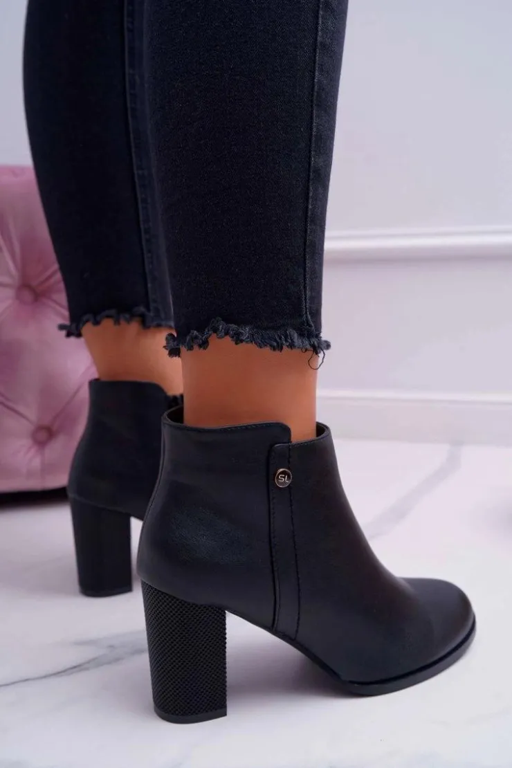 Buty Sergio Leone Botki Na Słupku|Botki Zimowe Damskie*Botki Damskie Na Obcasie Sergio Leone Czarne BT518