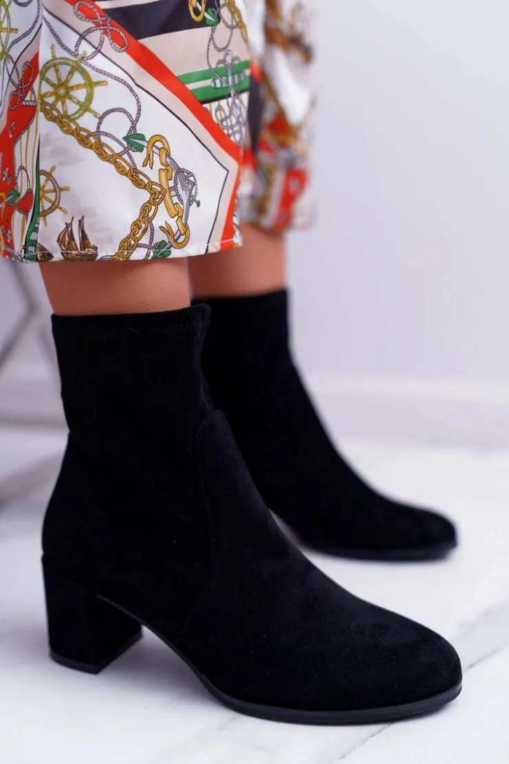 Buty Sergio Leone Botki Wiosenne|Botki Na Słupku*Botki Damskie Na Obcasie Wiosenne Sergio Leone Wsuwane Czarne LikeStar