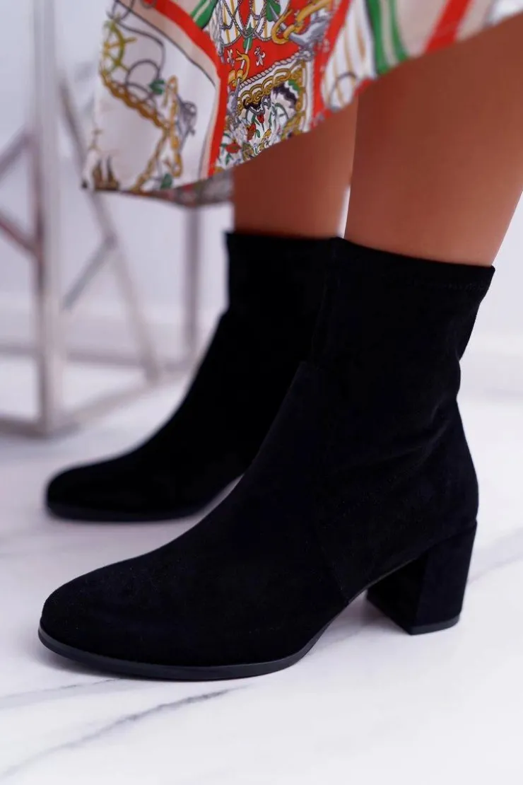 Buty Sergio Leone Botki Wiosenne|Botki Na Słupku*Botki Damskie Na Obcasie Wiosenne Sergio Leone Wsuwane Czarne LikeStar