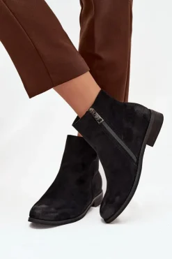 Discount Buty damskie Vinceza Botki Damskie Na Płaskim Obcasie Vinceza 39961 Czarne Czarny