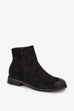 Discount Buty damskie Vinceza Botki Damskie Na Płaskim Obcasie Vinceza 39961 Czarne Czarny