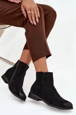 Discount Buty damskie Vinceza Botki Damskie Na Płaskim Obcasie Vinceza 39961 Czarne Czarny