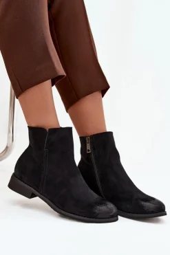 Discount Buty damskie Vinceza Botki Damskie Na Płaskim Obcasie Vinceza 39961 Czarne Czarny