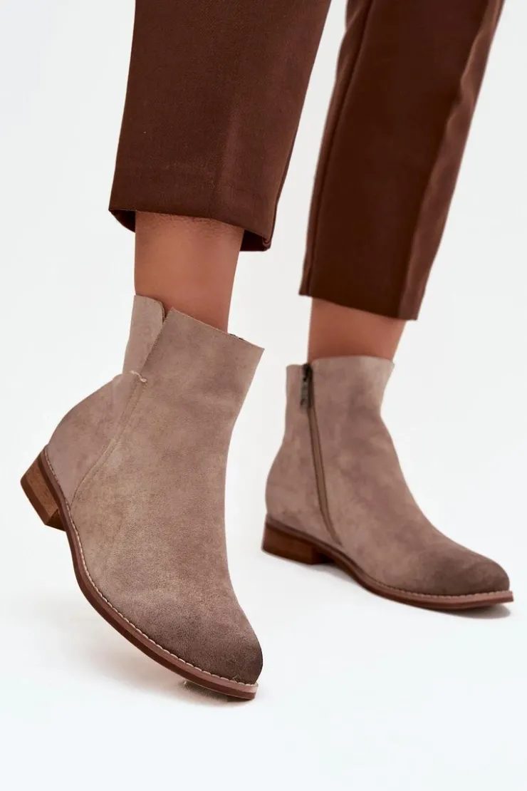 Damskie Buty damskie Vinceza Botki Damskie Na Płaskim Obcasie Vinceza 39961 Beżowe